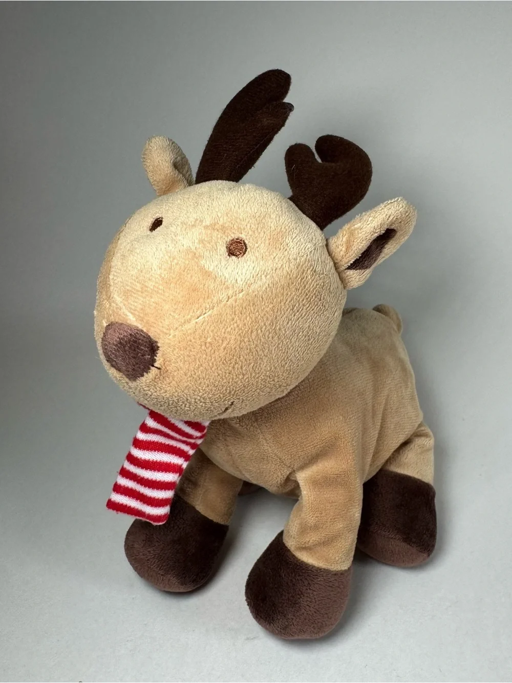 Carters Just One Year Plush Reindeer Beanie Striped Scarf 7.5